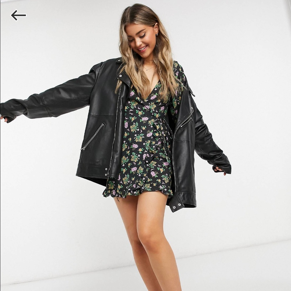 NWOT black floral mini dress - Picture 3 of 9